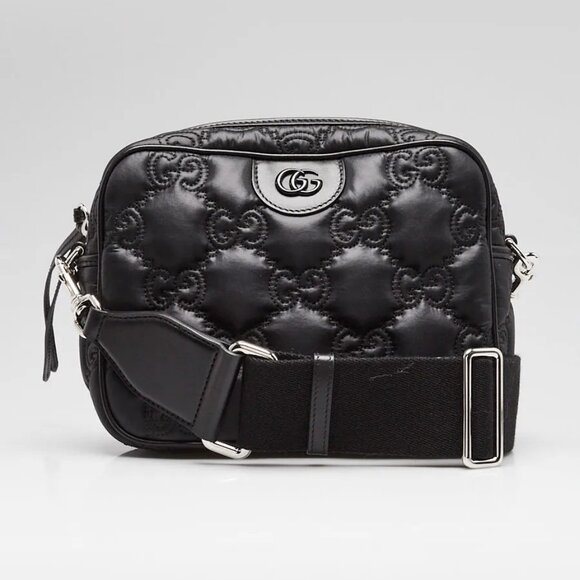 Gucci Black GG Stitched Nylon Matelassè Small Crossbody Bag - Picture 1 of 10